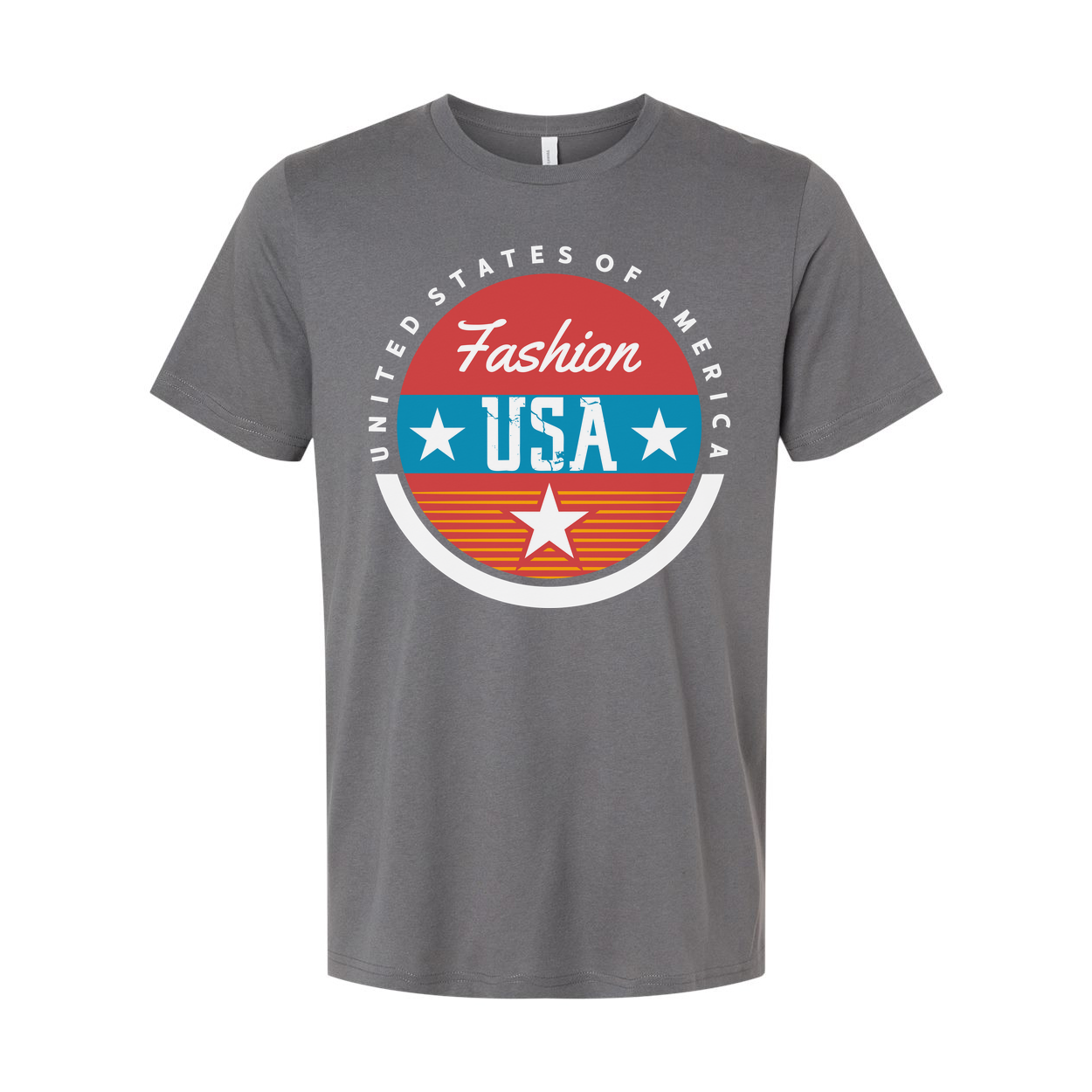 Unisex Graphic Tee With Retro USA Circle Emblem And Stars Design For Fashionable Casual Wear Everyday