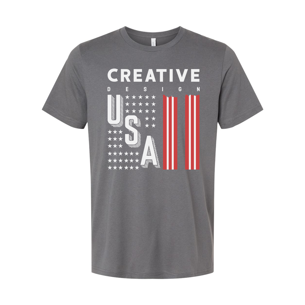 Unisex Graphic Tee With USA Flag Stripes Design And Creative Typography For Everyday Wear