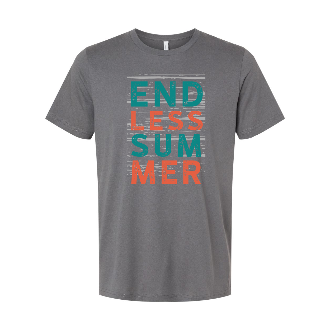 Endless Summer Graphic Unisex Short Sleeve Tee With Bold Teal And Coral Text Design