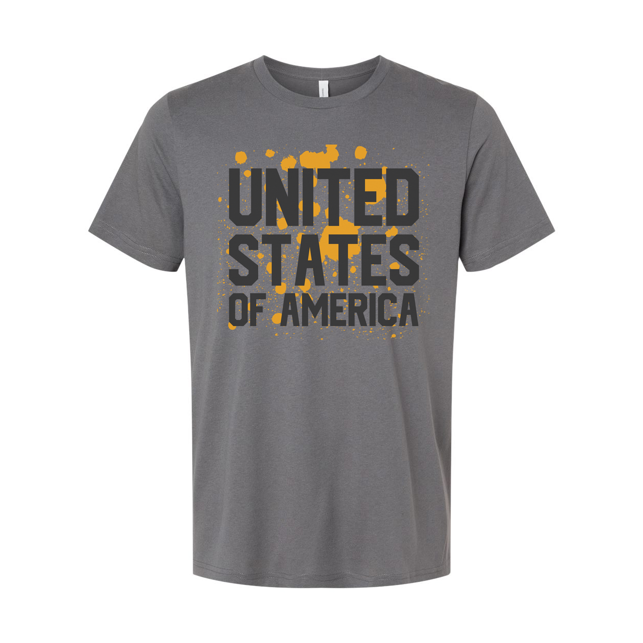 United States Of America Graphic Unisex T Shirt With Orange Paint Splatter Design