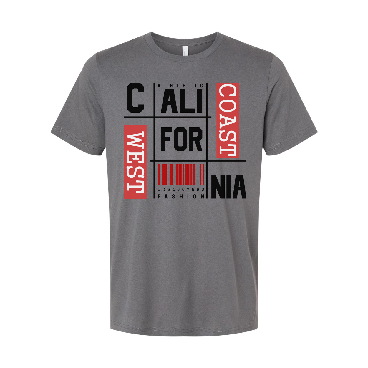 California Fashion Grid Graphic Unisex T Shirt With Barcode Print Artwork Casual Wear