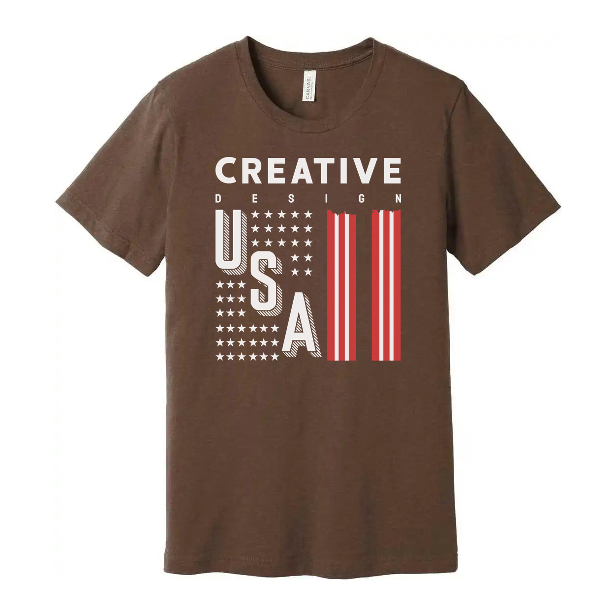 Unisex Graphic Tee With USA Flag Stripes Design And Creative Typography For Everyday Wear