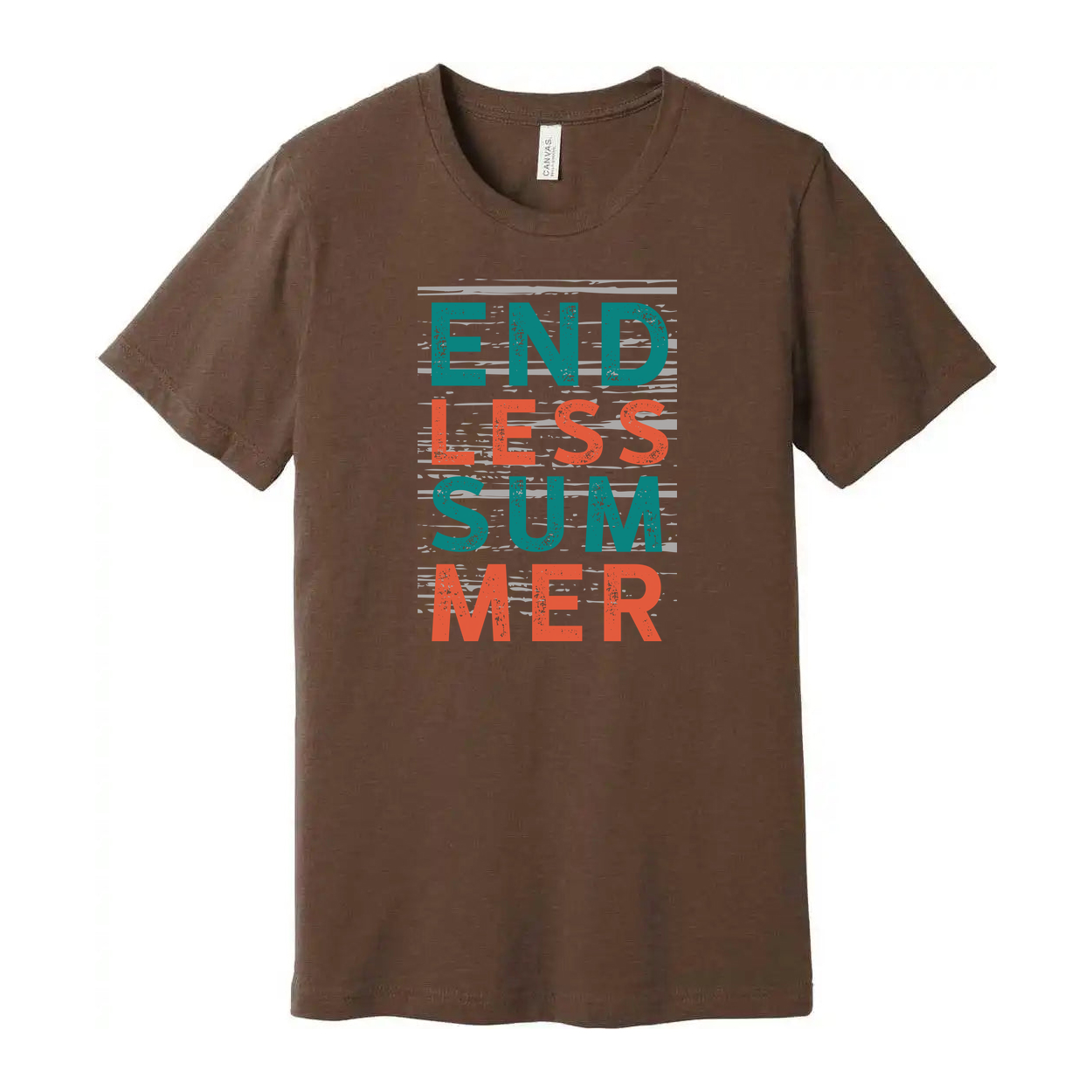 Endless Summer Graphic Unisex Short Sleeve Tee With Bold Teal And Coral Text Design