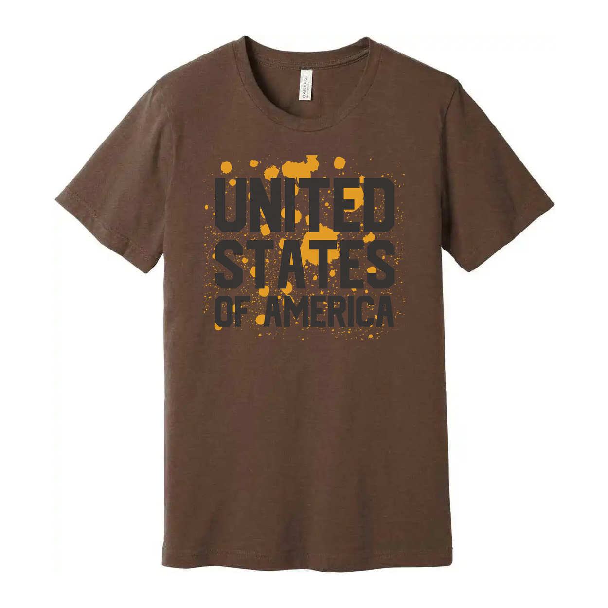 United States Of America Graphic Unisex T Shirt With Orange Paint Splatter Design