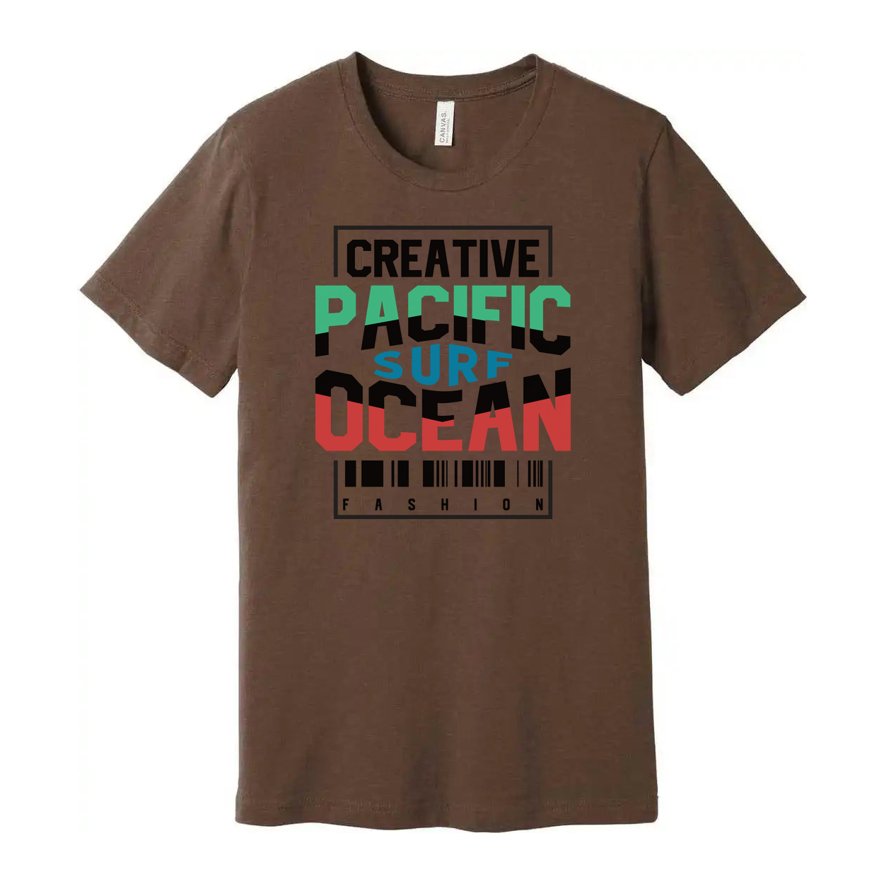 Creative Pacific Ocean Surf Graphic Unisex T Shirt with Barcode Fashion Print Collection