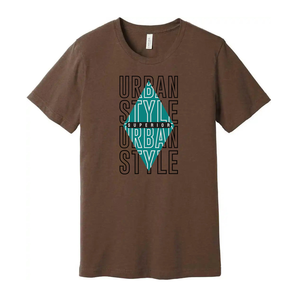 Urban Style Graphic Unisex T Shirt With Turquoise Triangle Overlay And Superior Branding