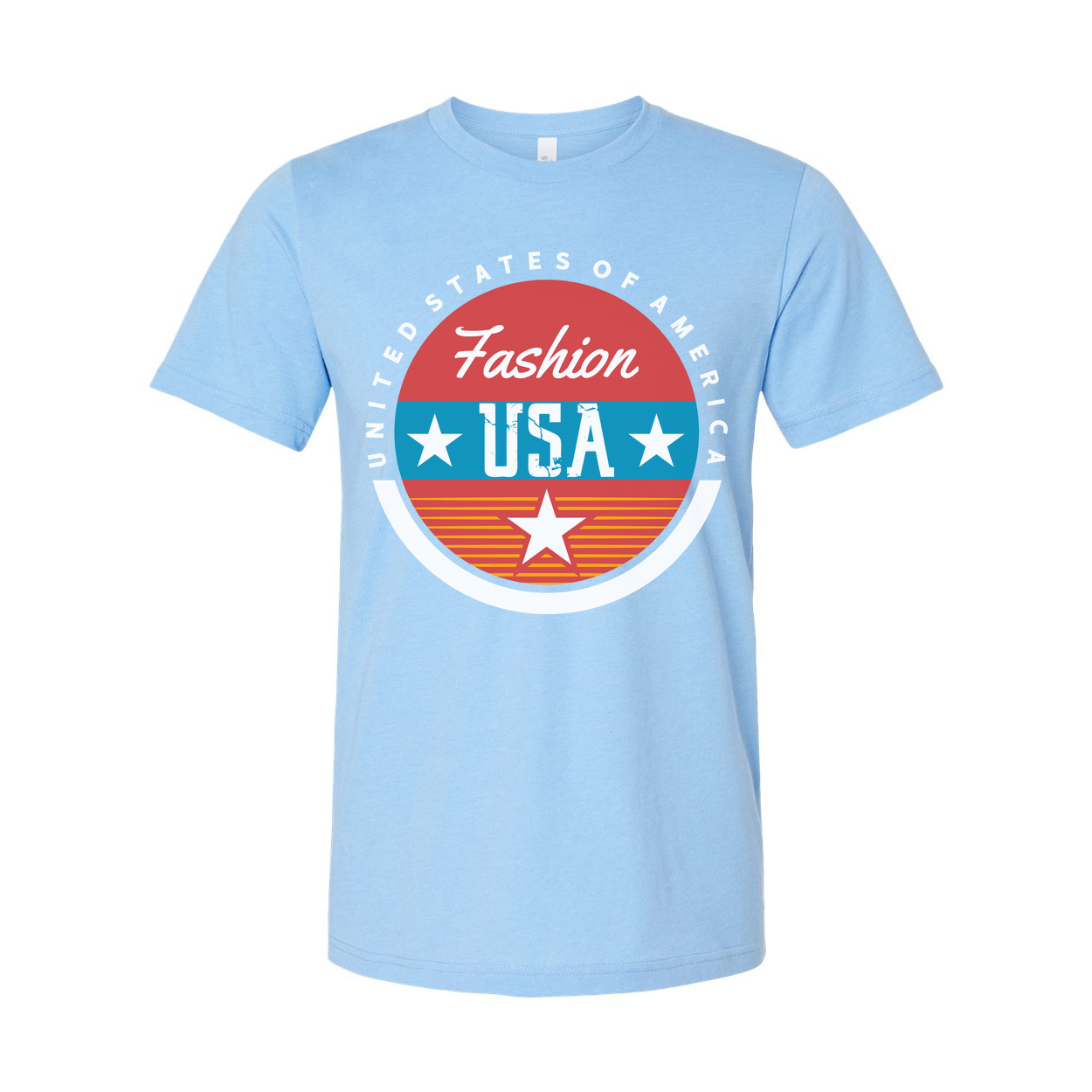 Unisex Graphic Tee With Retro USA Circle Emblem And Stars Design For Fashionable Casual Wear Everyday