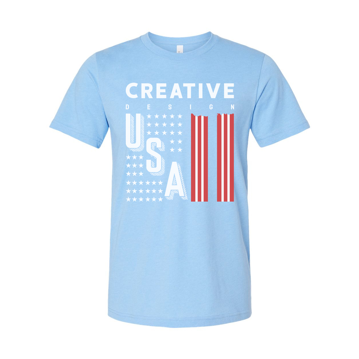 Unisex Graphic Tee With USA Flag Stripes Design And Creative Typography For Everyday Wear
