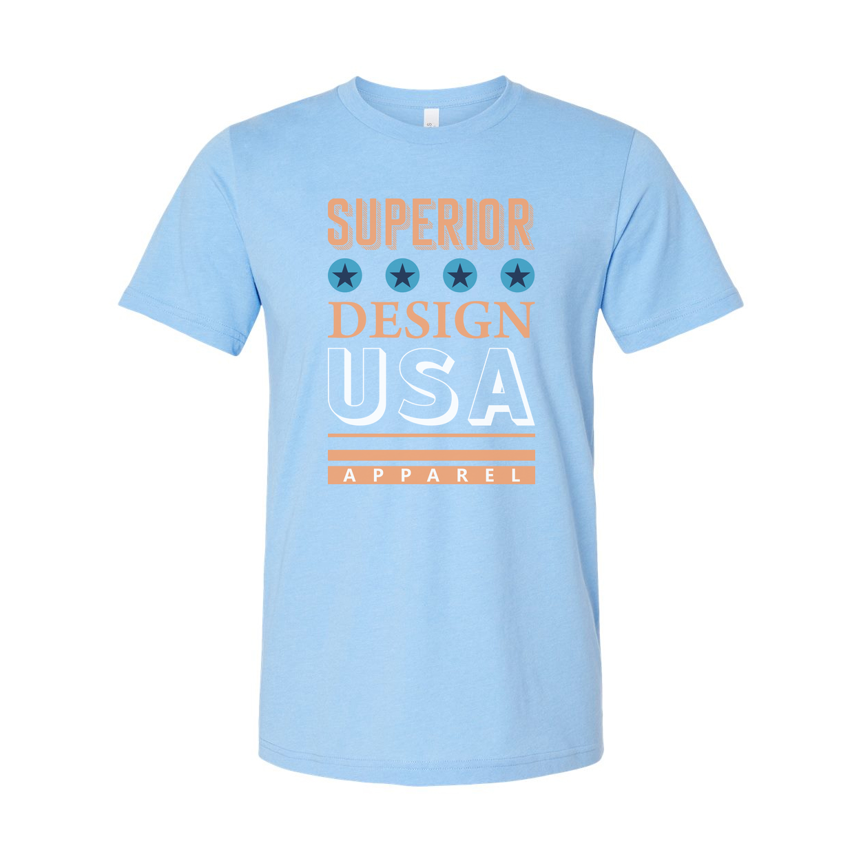 Superior Design USA Apparel Unisex Graphic Tee With Blue Star Icons