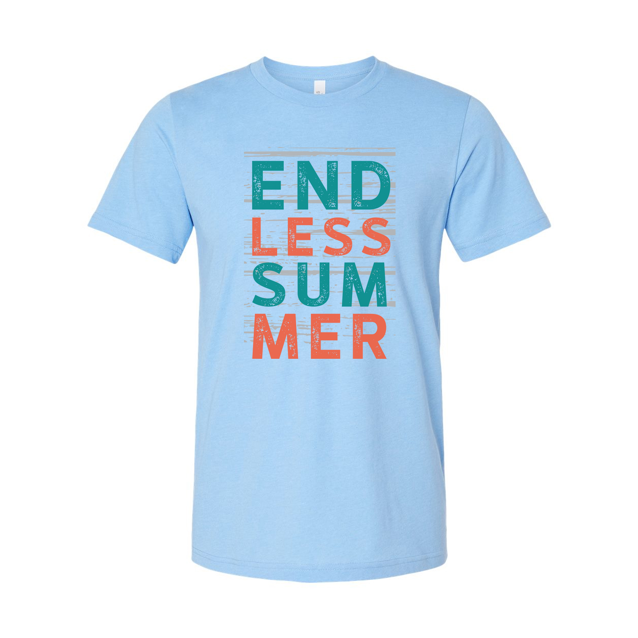 Endless Summer Graphic Unisex Short Sleeve Tee With Bold Teal And Coral Text Design