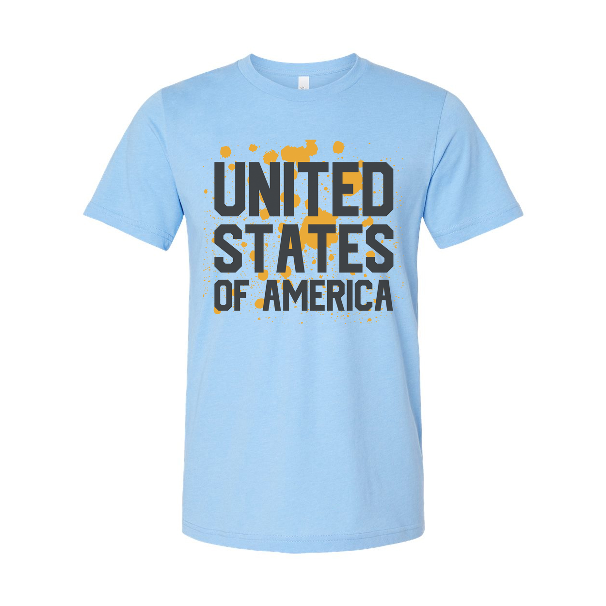 United States Of America Graphic Unisex T Shirt With Orange Paint Splatter Design