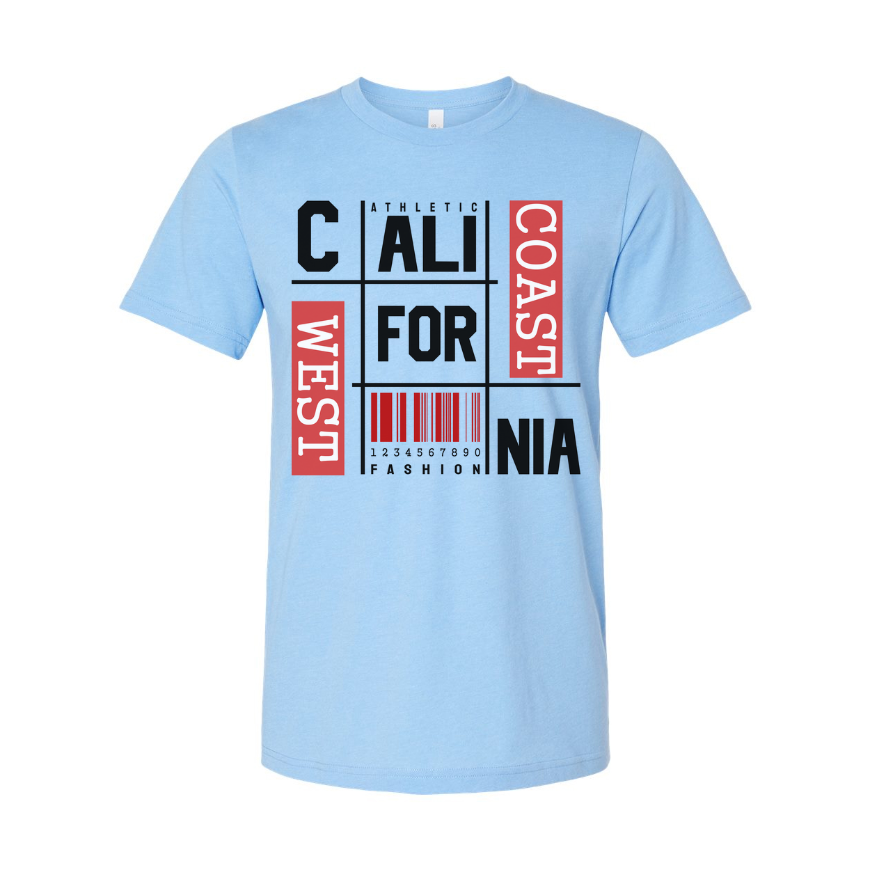 California Fashion Grid Graphic Unisex T Shirt With Barcode Print Artwork Casual Wear