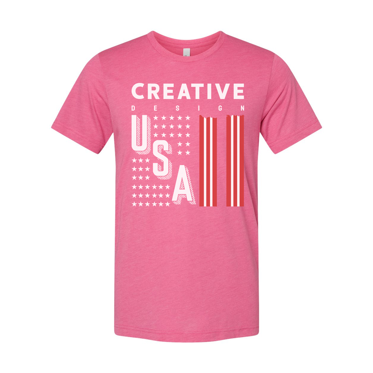 Unisex Graphic Tee With USA Flag Stripes Design And Creative Typography For Everyday Wear