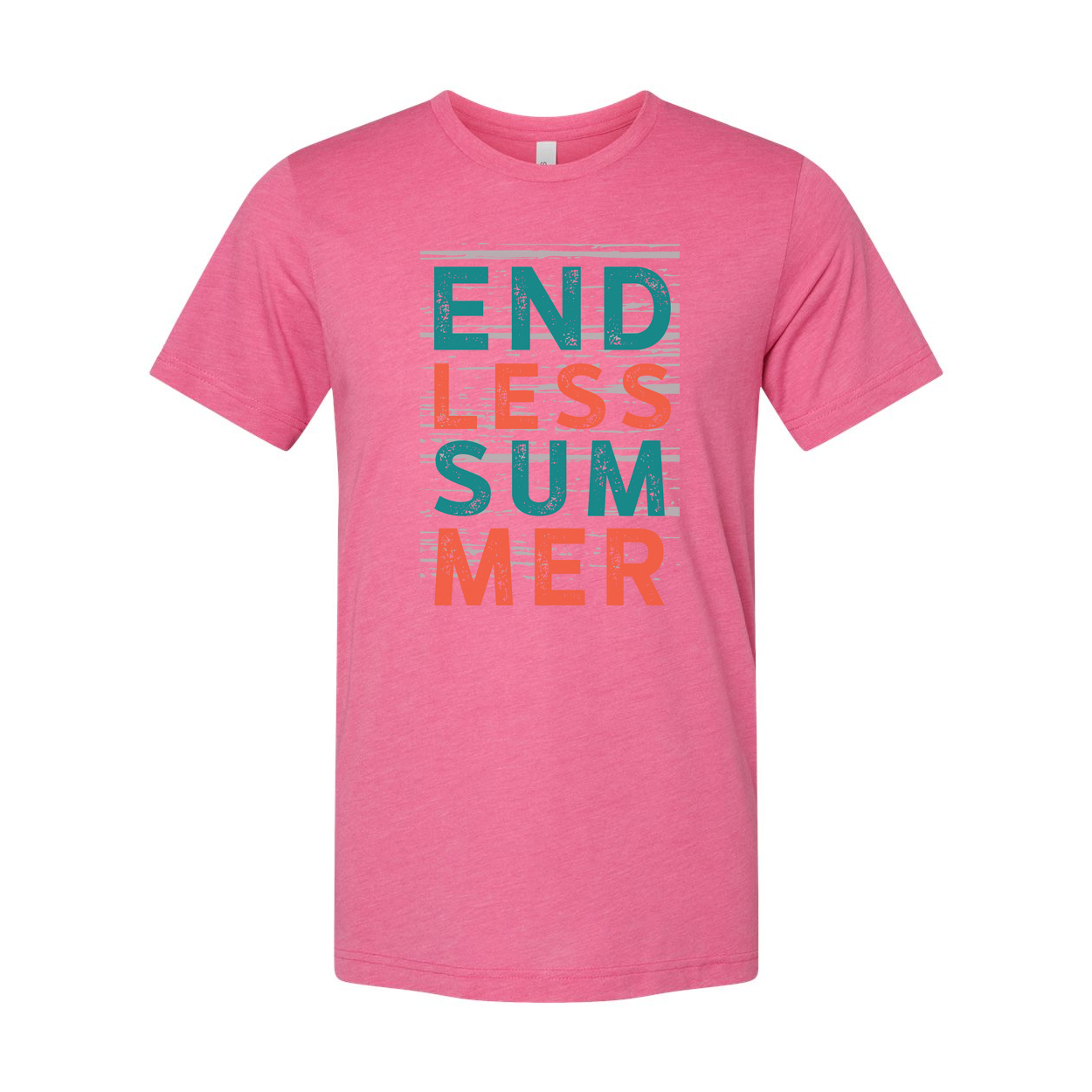 Endless Summer Graphic Unisex Short Sleeve Tee With Bold Teal And Coral Text Design