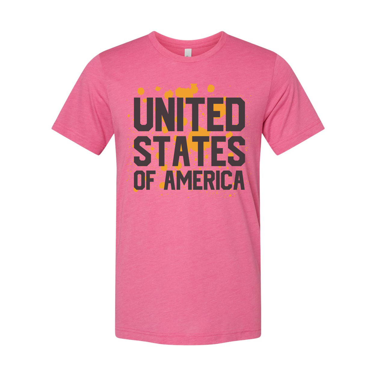 United States Of America Graphic Unisex T Shirt With Orange Paint Splatter Design