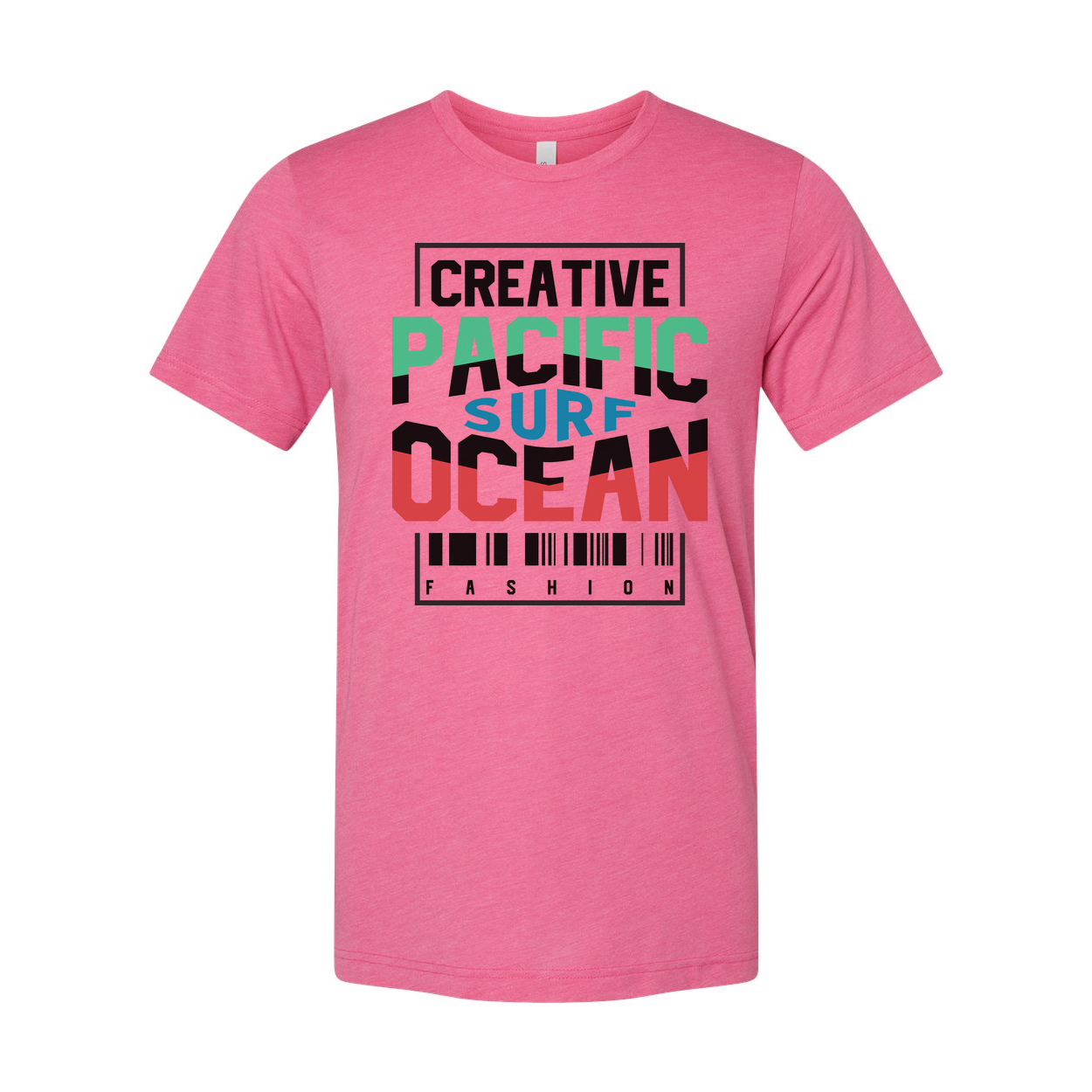 Creative Pacific Ocean Surf Graphic Unisex T Shirt with Barcode Fashion Print Collection