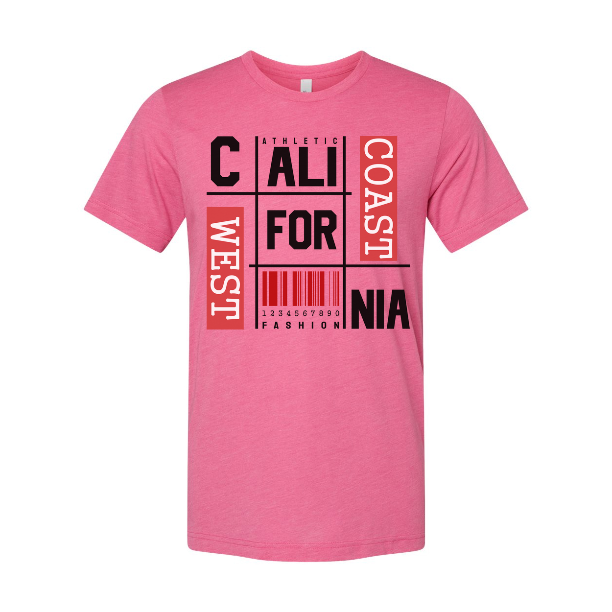 California Fashion Grid Graphic Unisex T Shirt With Barcode Print Artwork Casual Wear