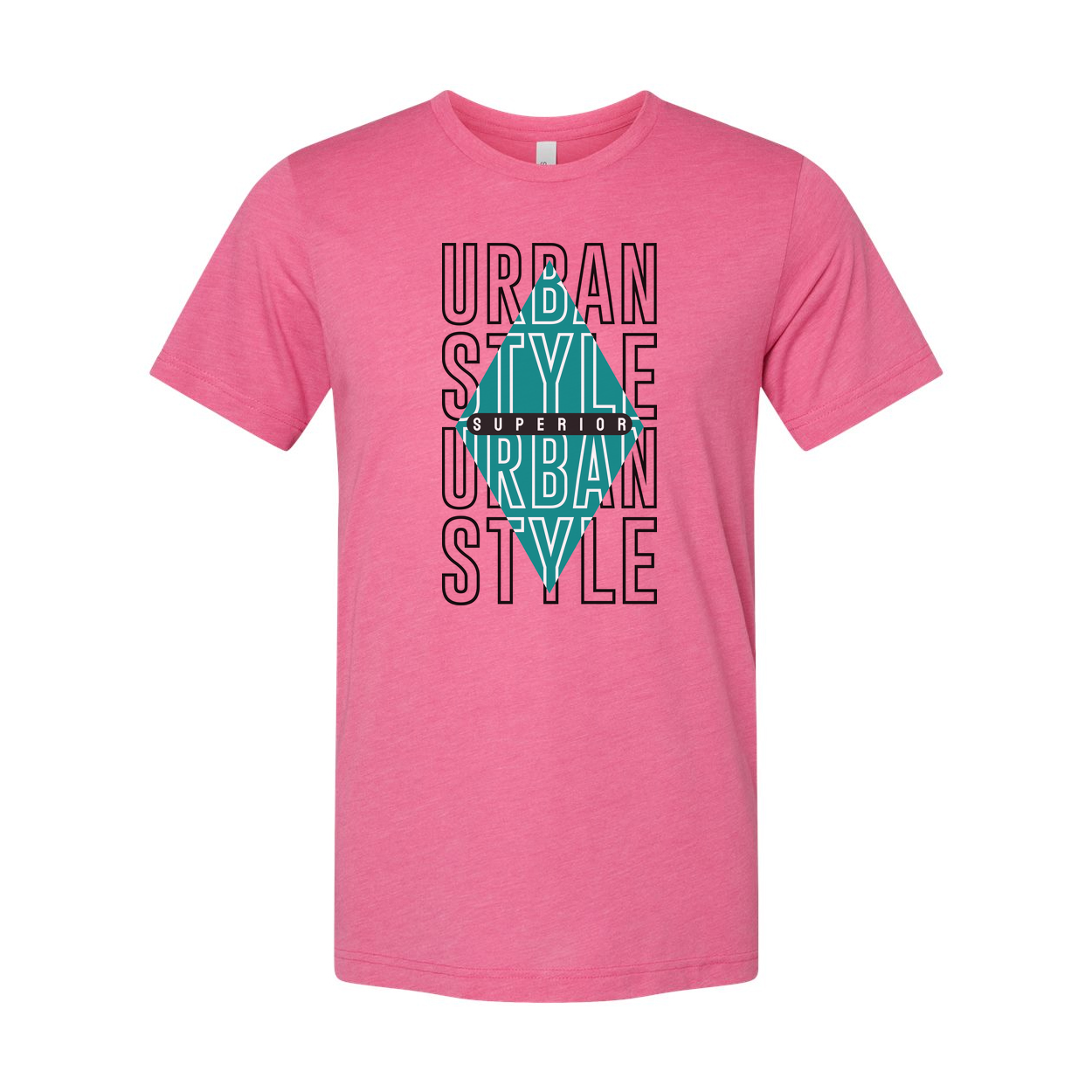 Urban Style Graphic Unisex T Shirt With Turquoise Triangle Overlay And Superior Branding