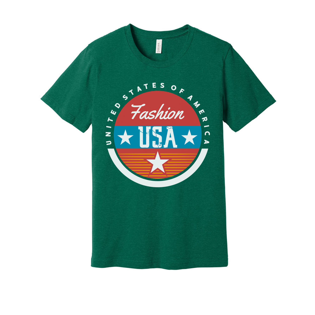 Unisex Graphic Tee With Retro USA Circle Emblem And Stars Design For Fashionable Casual Wear Everyday