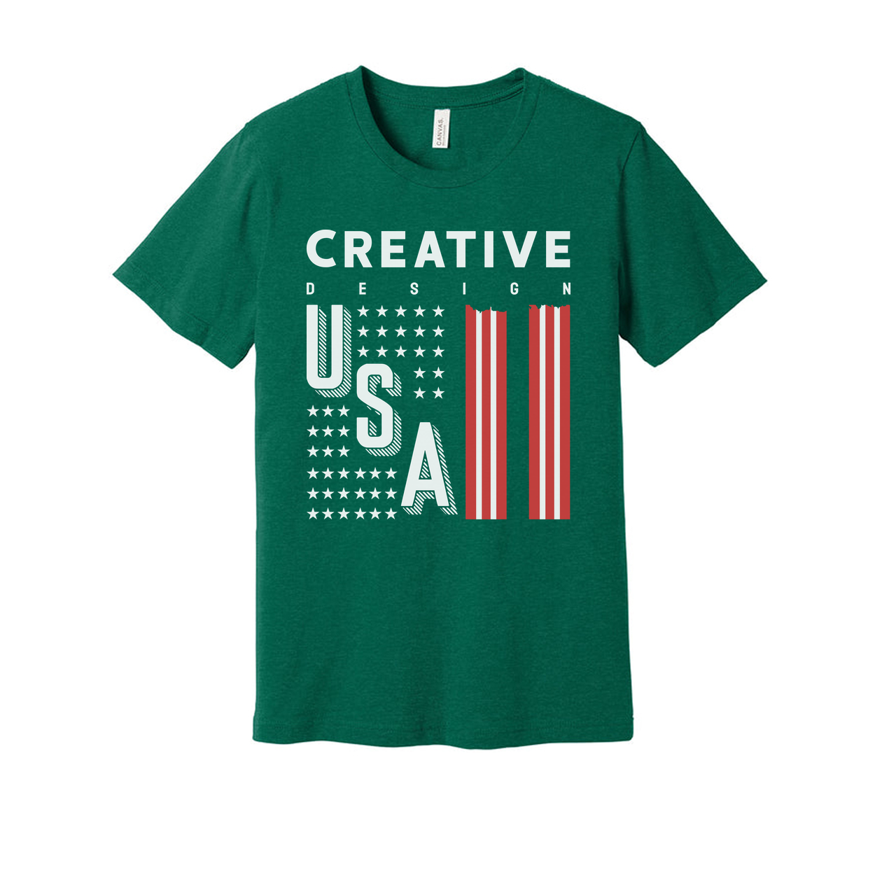 Unisex Graphic Tee With USA Flag Stripes Design And Creative Typography For Everyday Wear