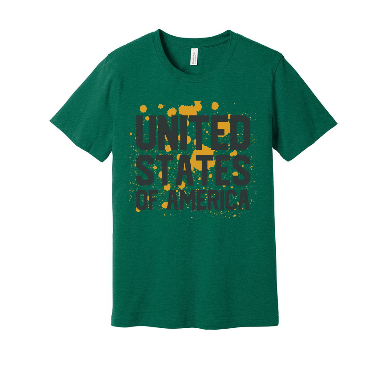 United States Of America Graphic Unisex T Shirt With Orange Paint Splatter Design