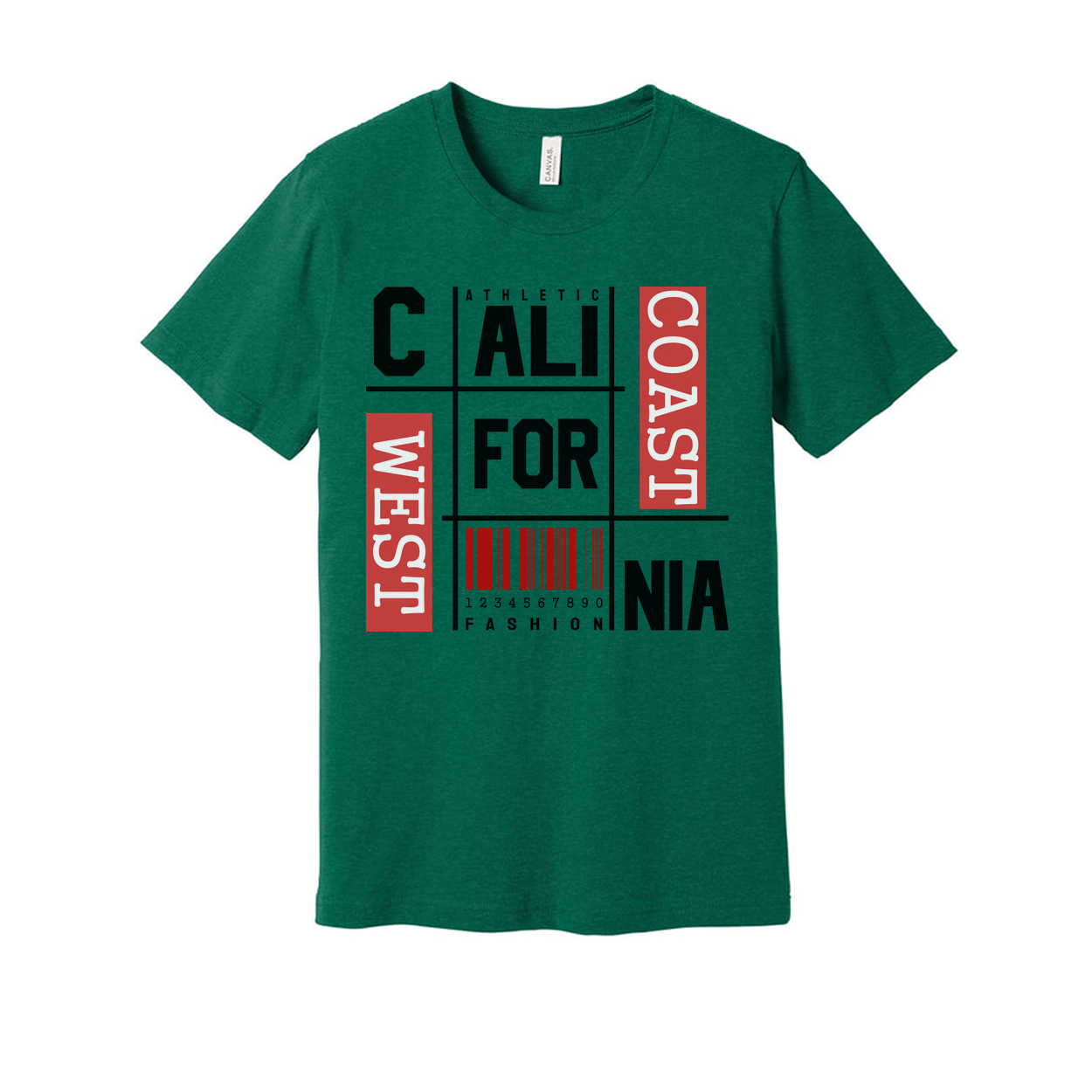 California Fashion Grid Graphic Unisex T Shirt With Barcode Print Artwork Casual Wear