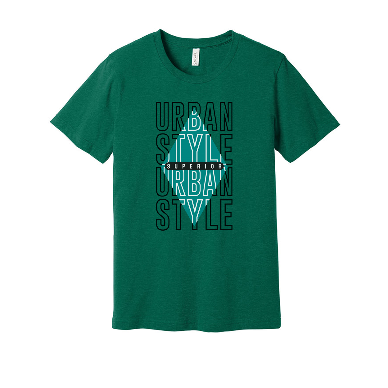 Urban Style Graphic Unisex T Shirt With Turquoise Triangle Overlay And Superior Branding