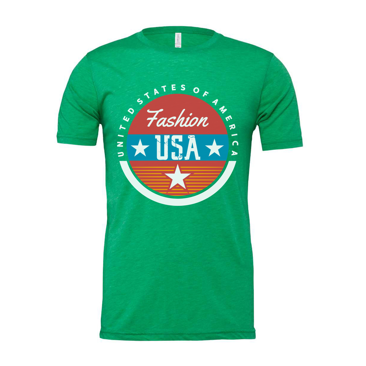 Unisex Graphic Tee With Retro USA Circle Emblem And Stars Design For Fashionable Casual Wear Everyday