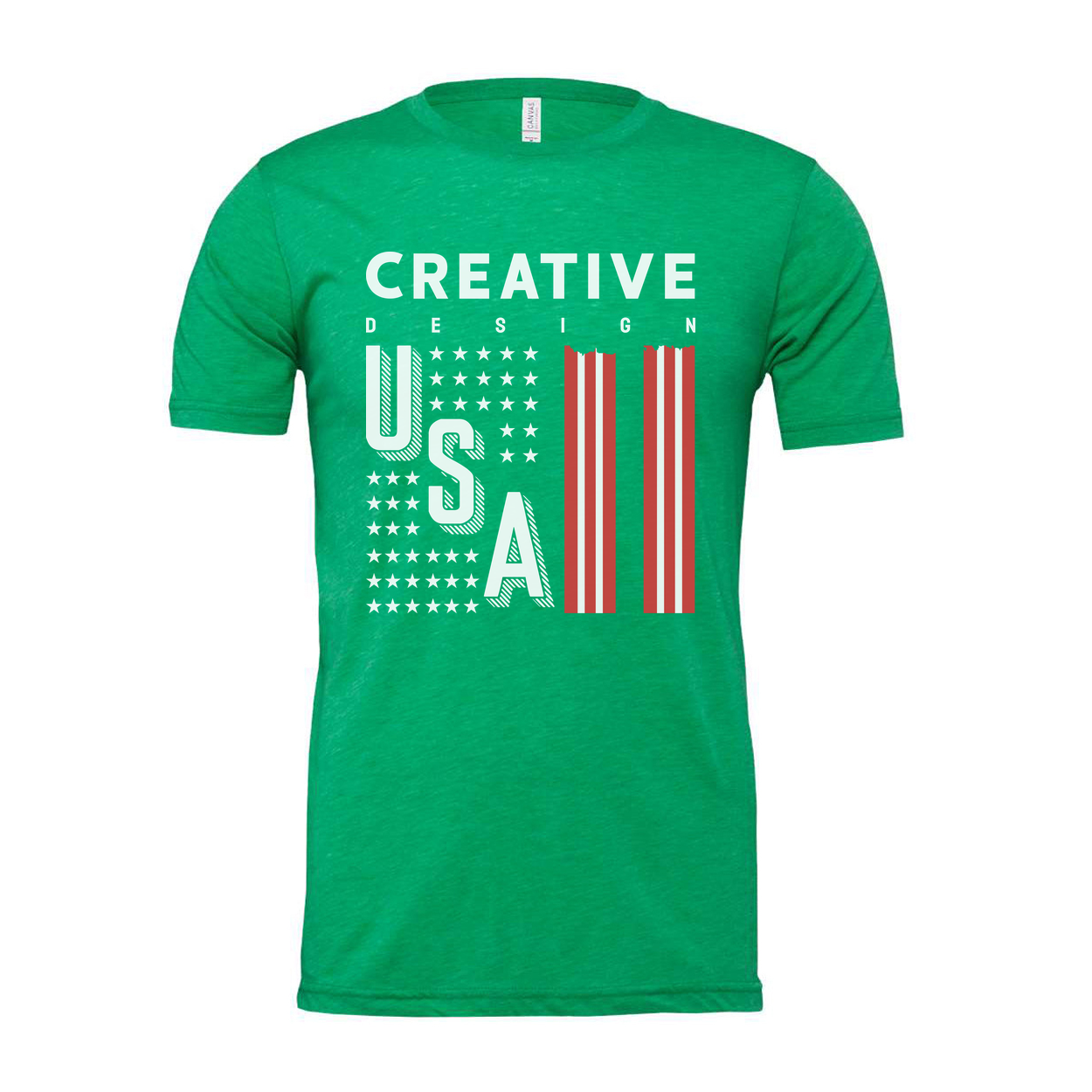 Unisex Graphic Tee With USA Flag Stripes Design And Creative Typography For Everyday Wear