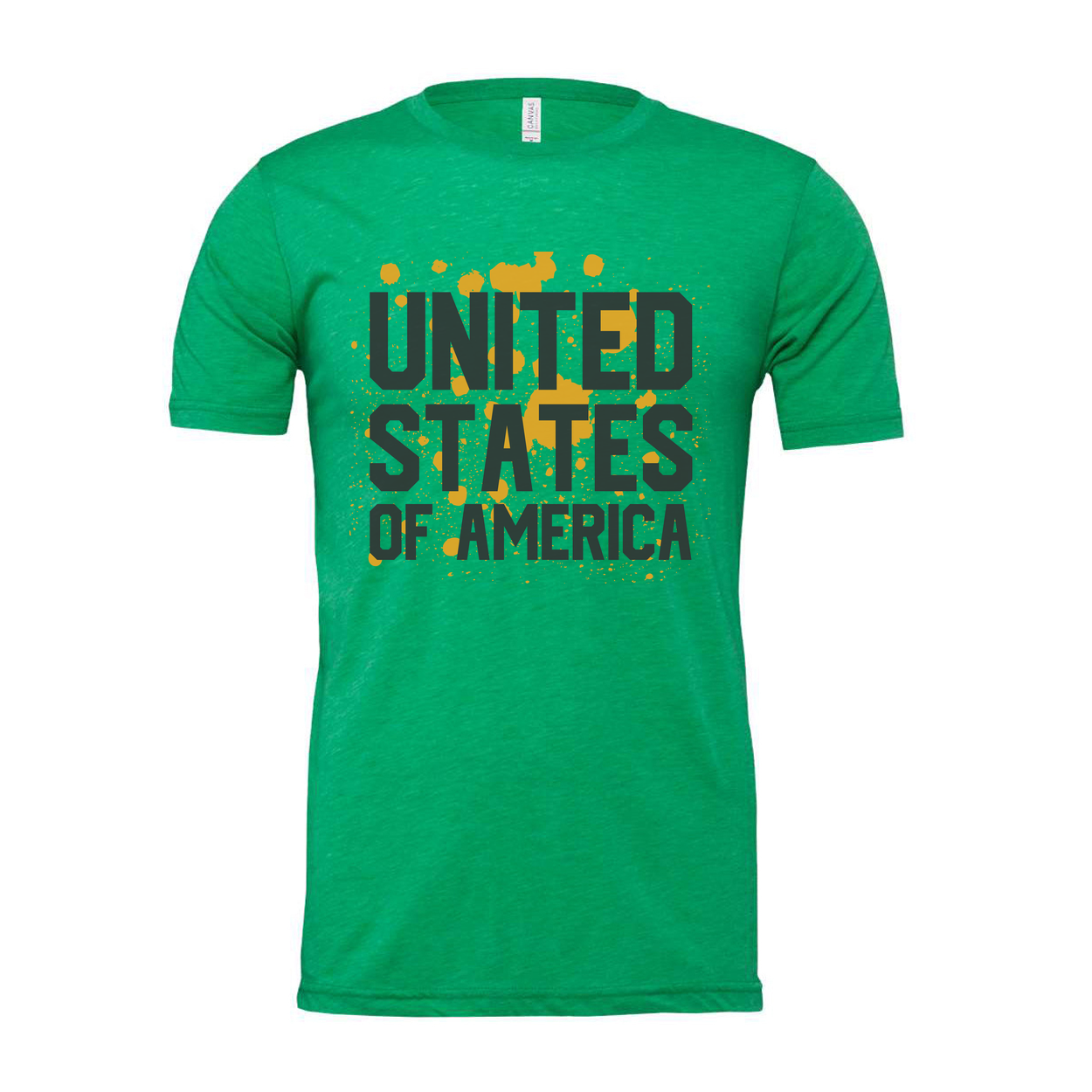 United States Of America Graphic Unisex T Shirt With Orange Paint Splatter Design