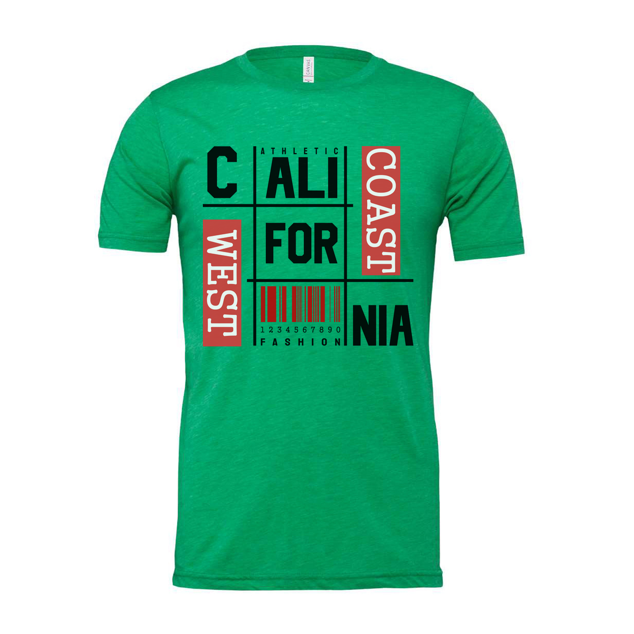 California Fashion Grid Graphic Unisex T Shirt With Barcode Print Artwork Casual Wear