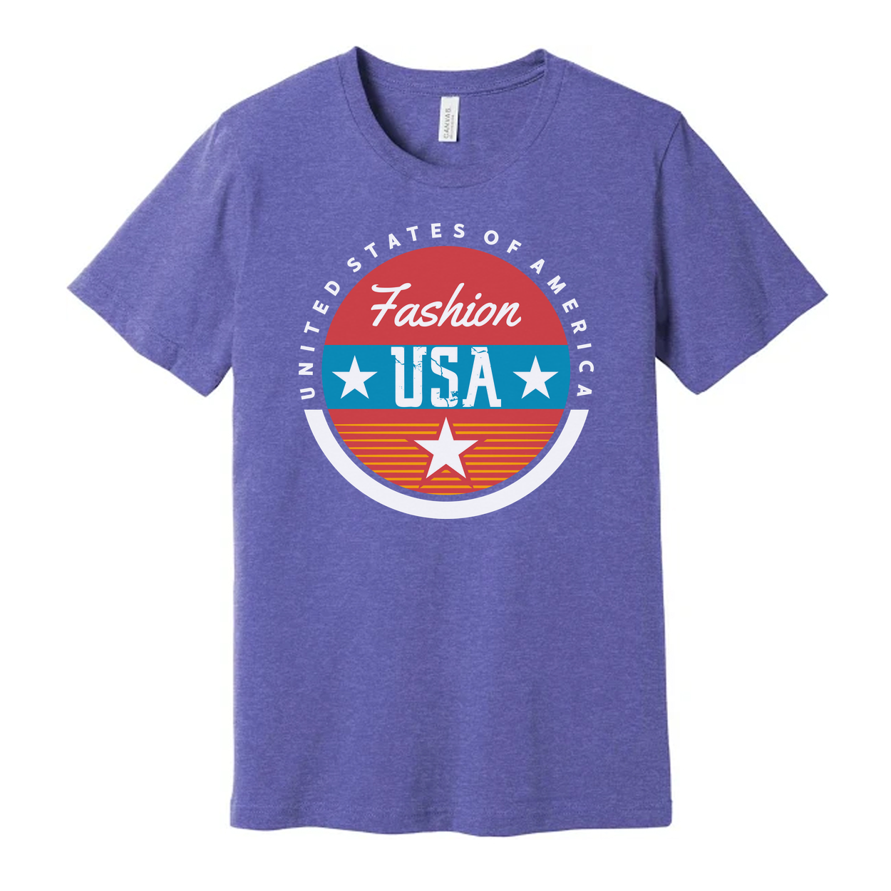 Unisex Graphic Tee With Retro USA Circle Emblem And Stars Design For Fashionable Casual Wear Everyday