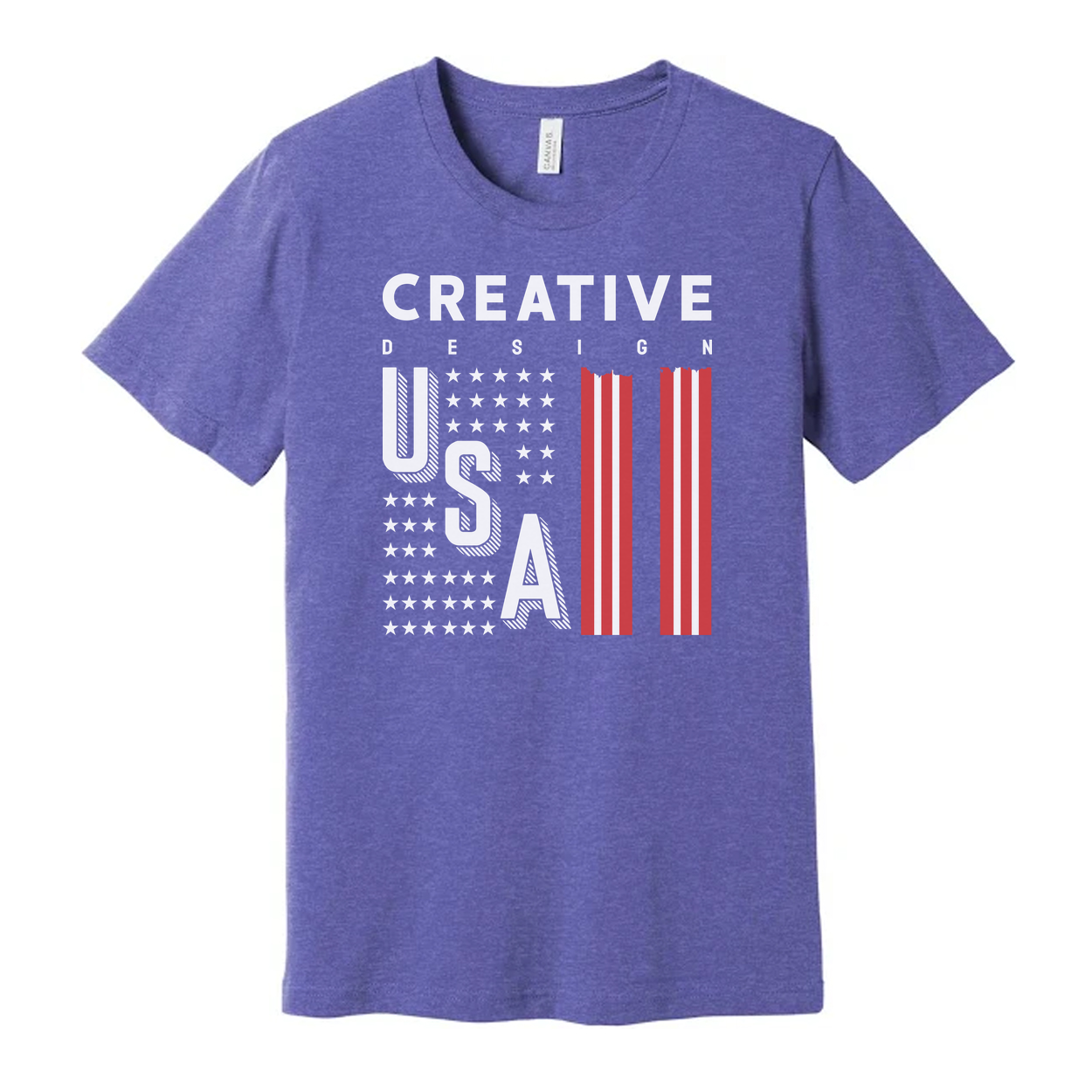Unisex Graphic Tee With USA Flag Stripes Design And Creative Typography For Everyday Wear