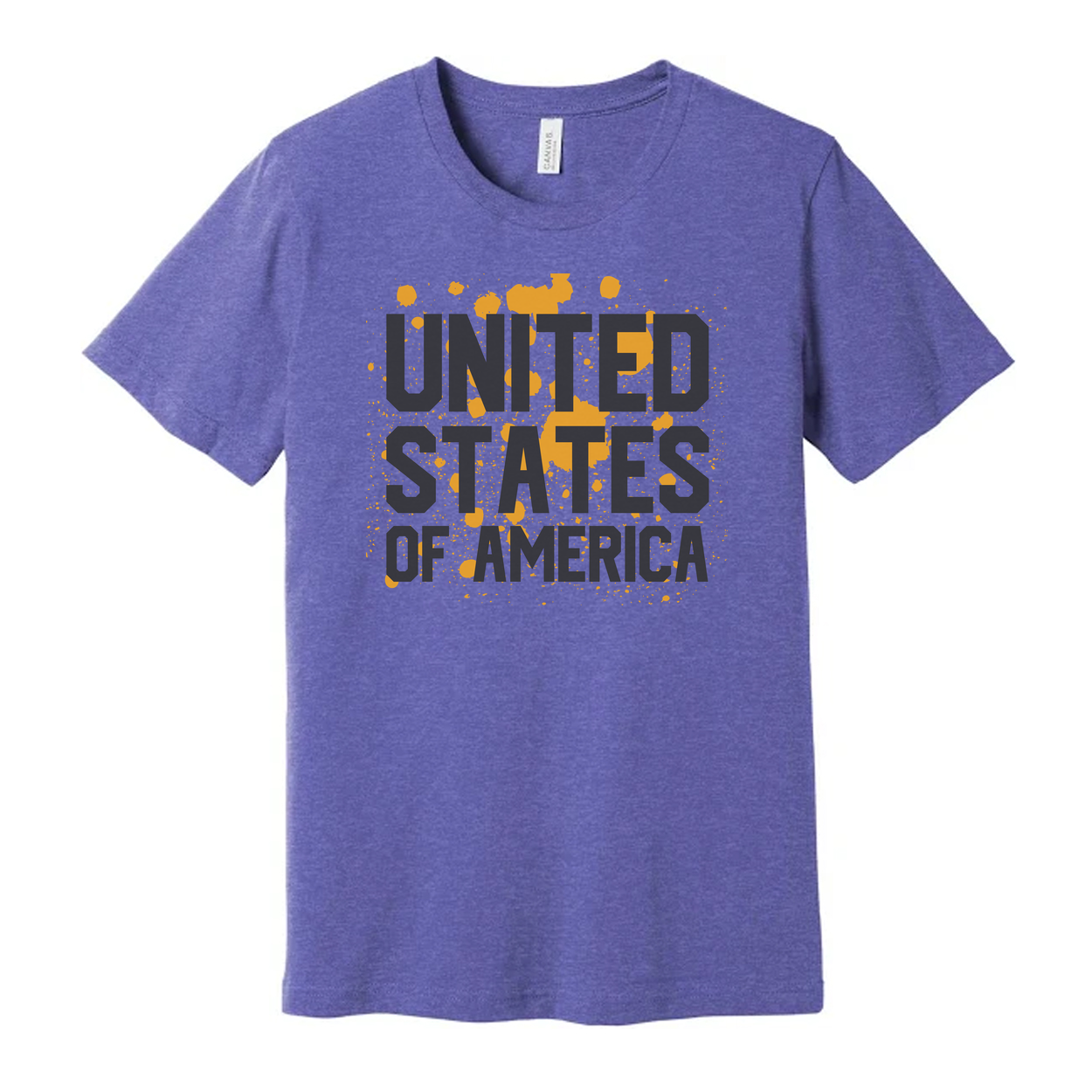 United States Of America Graphic Unisex T Shirt With Orange Paint Splatter Design