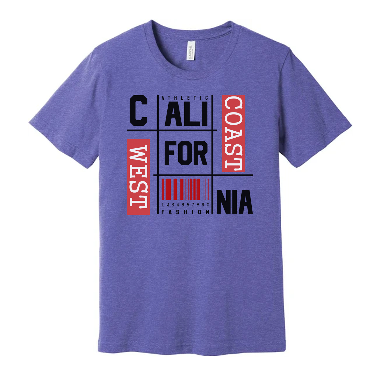 California Fashion Grid Graphic Unisex T Shirt With Barcode Print Artwork Casual Wear