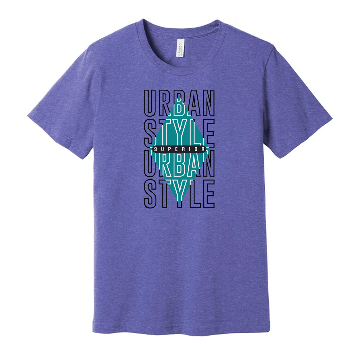 Urban Style Graphic Unisex T Shirt With Turquoise Triangle Overlay And Superior Branding
