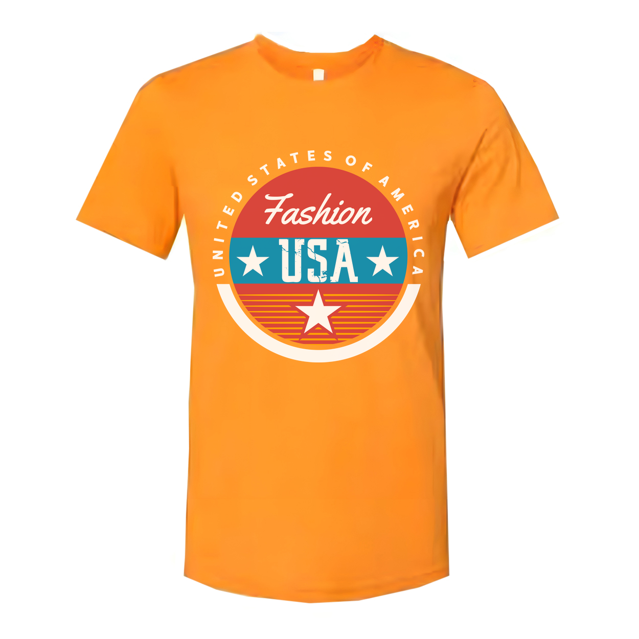 Unisex Graphic Tee With Retro USA Circle Emblem And Stars Design For Fashionable Casual Wear Everyday