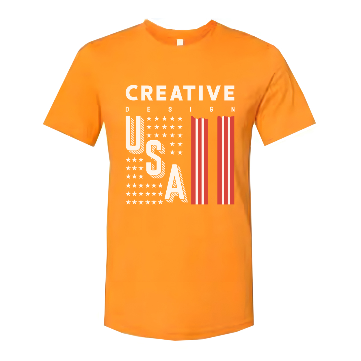 Unisex Graphic Tee With USA Flag Stripes Design And Creative Typography For Everyday Wear