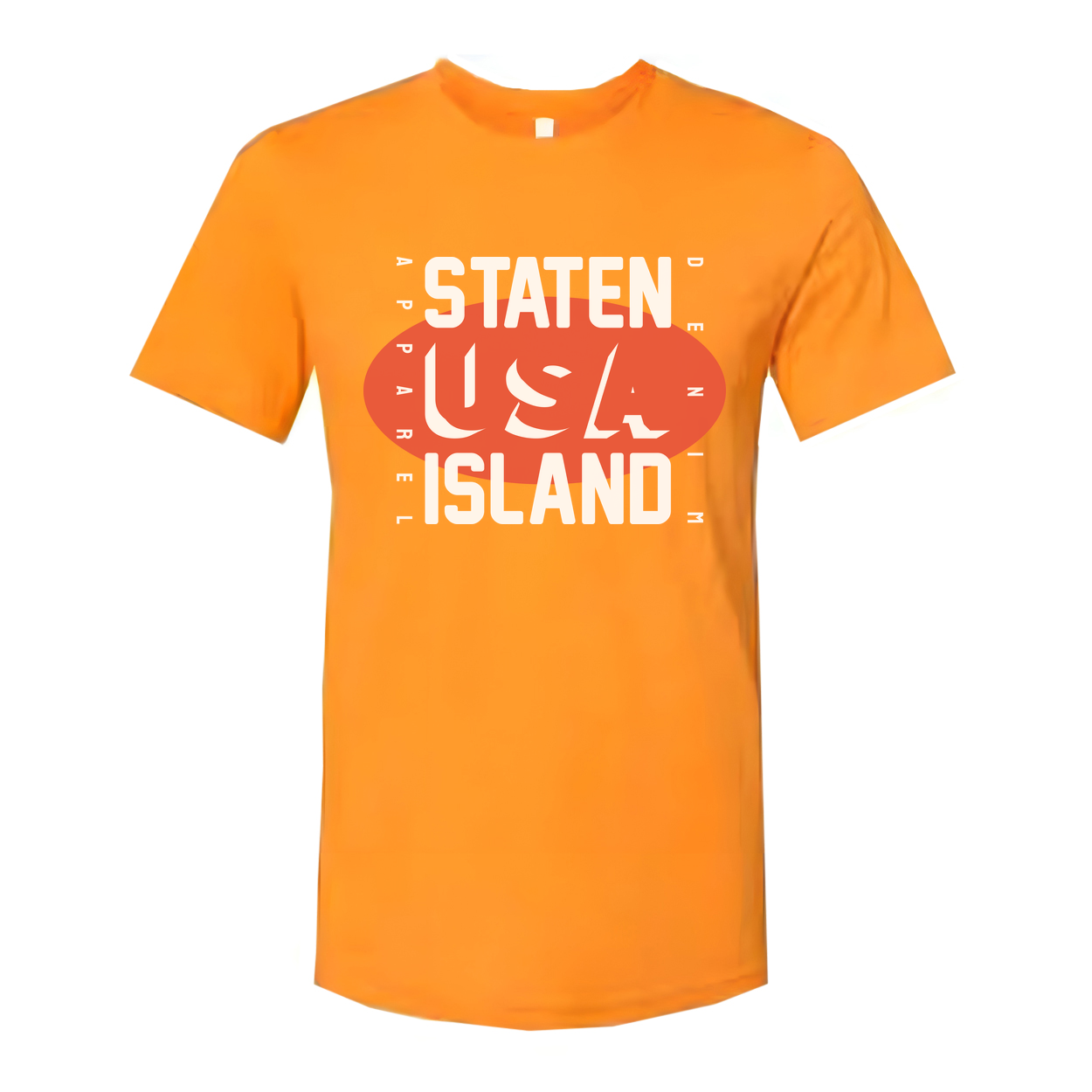 Staten Island USA Graphic Unisex T Shirt With Orange Oval Logo For City Pride Urban Streetwear Edition