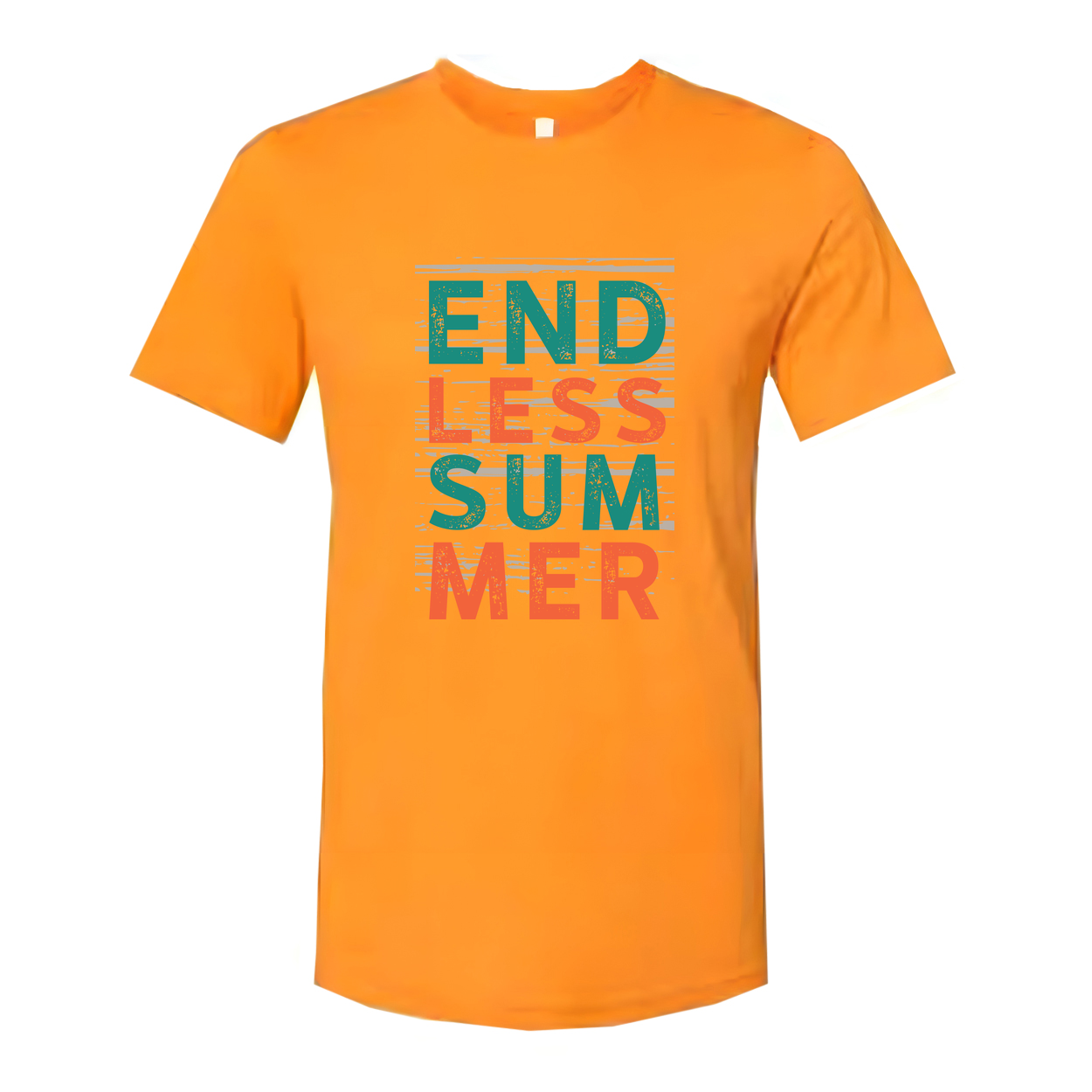 Endless Summer Graphic Unisex Short Sleeve Tee With Bold Teal And Coral Text Design