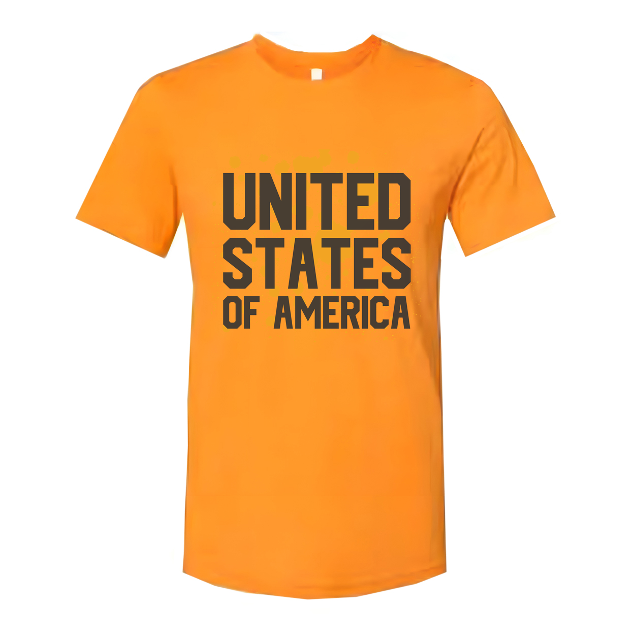 United States Of America Graphic Unisex T Shirt With Orange Paint Splatter Design