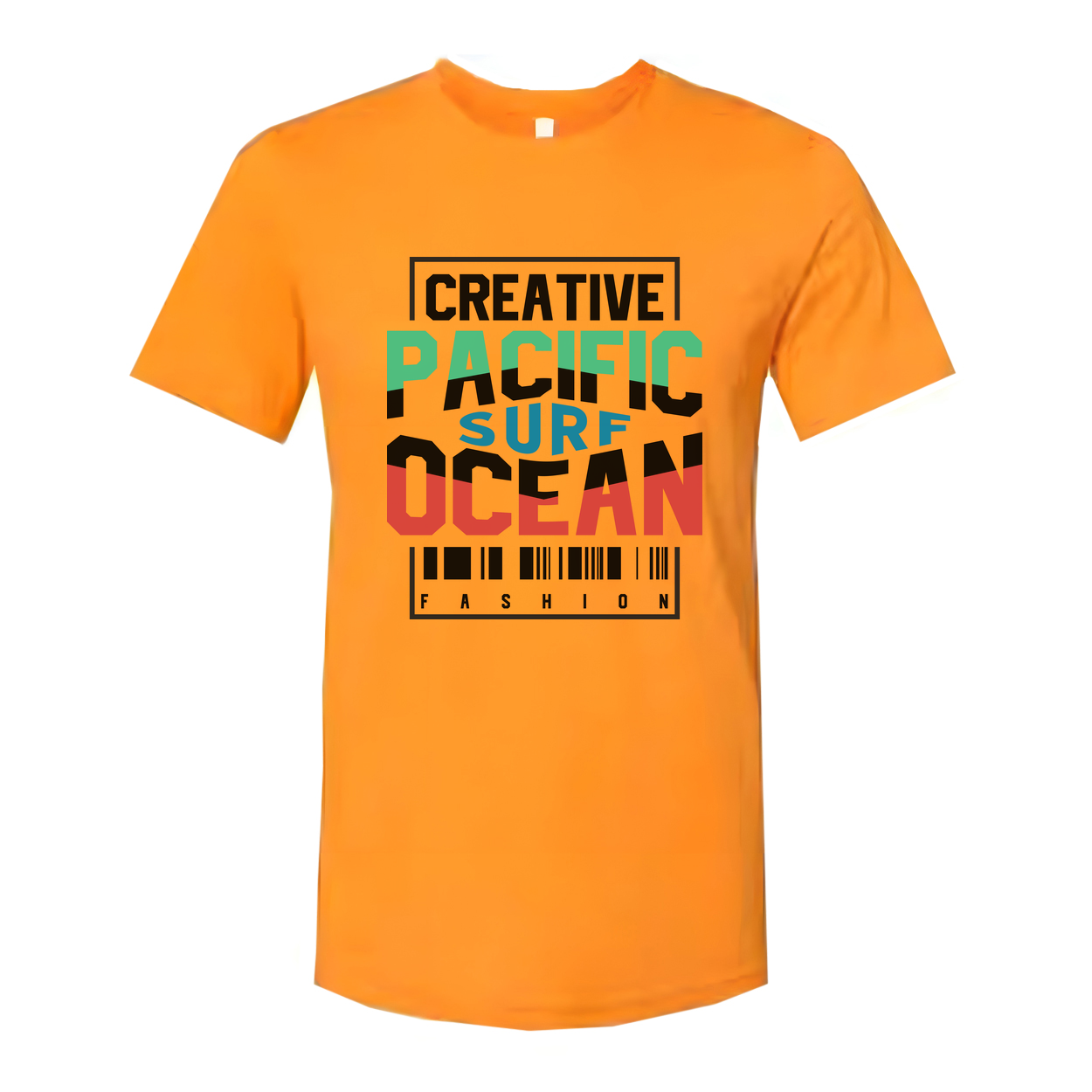 Creative Pacific Ocean Surf Graphic Unisex T Shirt with Barcode Fashion Print Collection