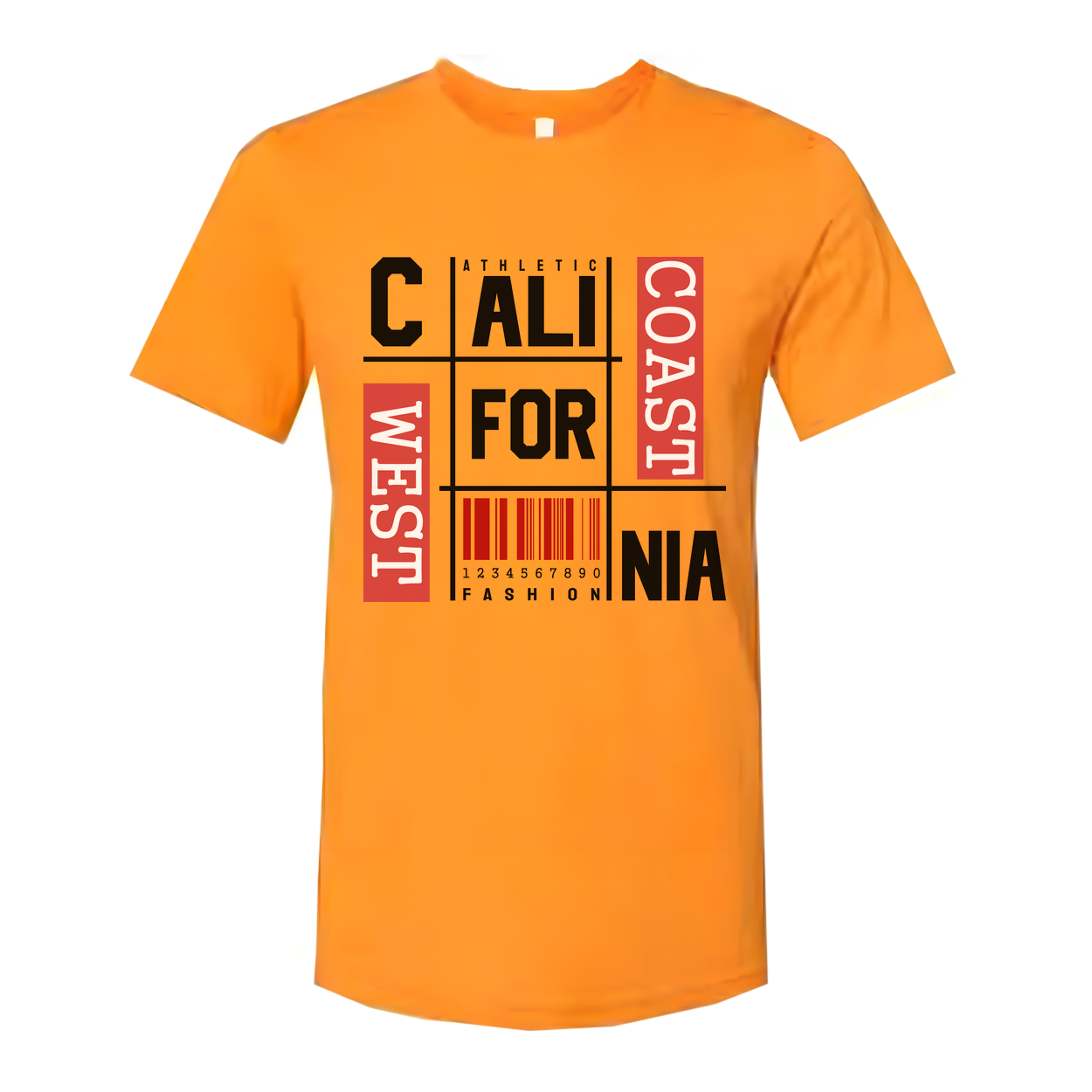 California Fashion Grid Graphic Unisex T Shirt With Barcode Print Artwork Casual Wear
