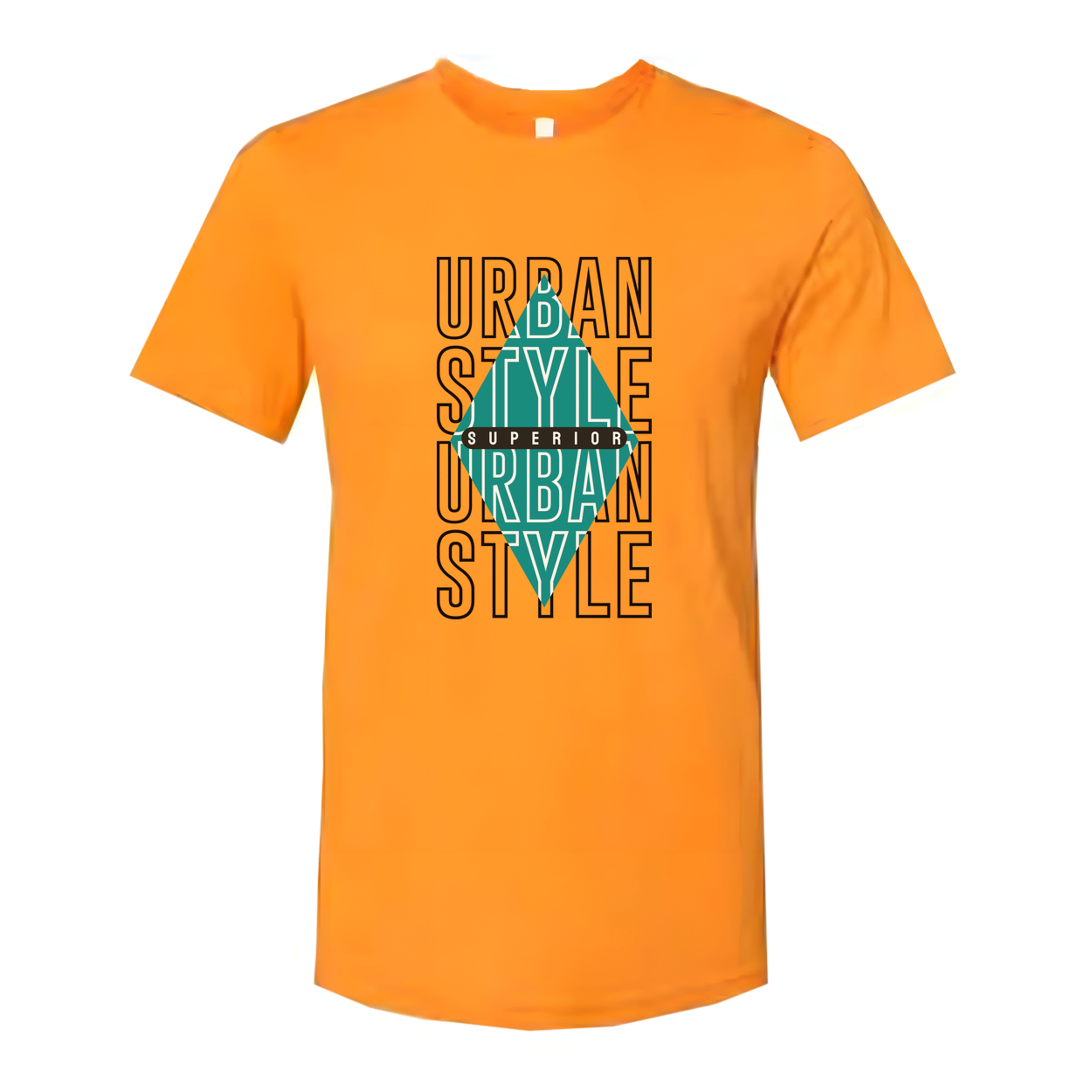 Urban Style Graphic Unisex T Shirt With Turquoise Triangle Overlay And Superior Branding