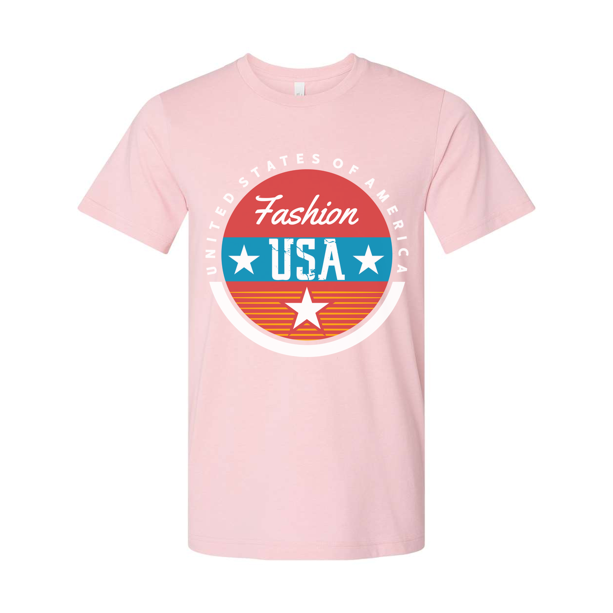 Unisex Graphic Tee With Retro USA Circle Emblem And Stars Design For Fashionable Casual Wear Everyday