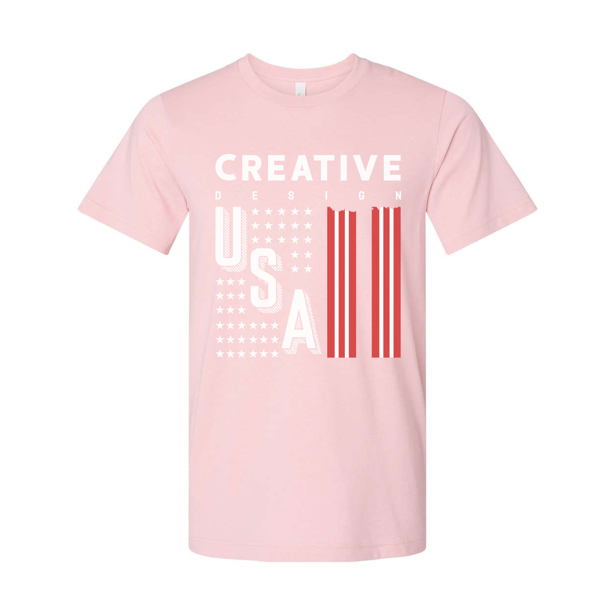 Unisex Graphic Tee With USA Flag Stripes Design And Creative Typography For Everyday Wear