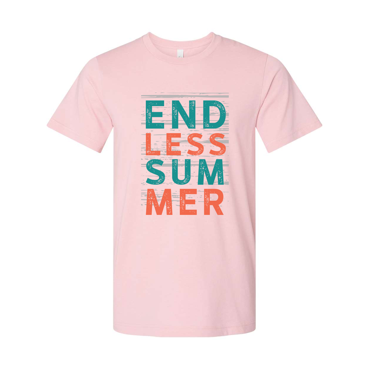 Endless Summer Graphic Unisex Short Sleeve Tee With Bold Teal And Coral Text Design