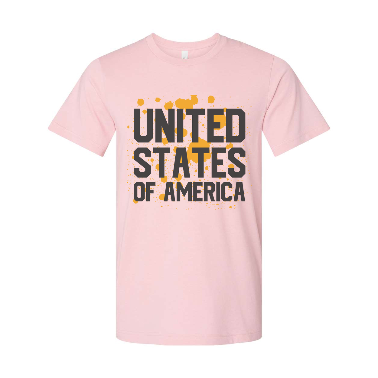 United States Of America Graphic Unisex T Shirt With Orange Paint Splatter Design