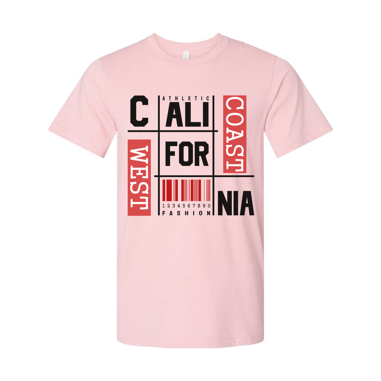 California Fashion Grid Graphic Unisex T Shirt With Barcode Print Artwork Casual Wear
