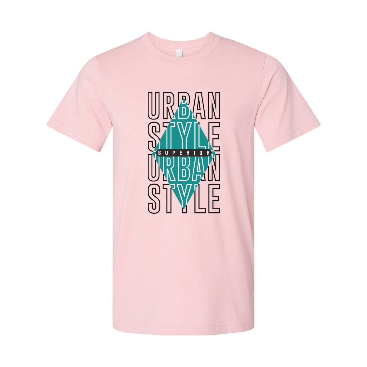 Urban Style Graphic Unisex T Shirt With Turquoise Triangle Overlay And Superior Branding